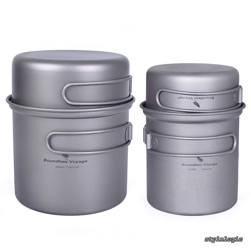 【送料無料】Voyage チタンクッカーセット ソロキャンプ コッヘル フライパン ポット 登山鍋 キャンピング調理器具 軽量 コンパクト 折りたたみハンドル クッカーセット アウトドア キャンプ用品 収納袋付き｜StyleLogic 8,709円