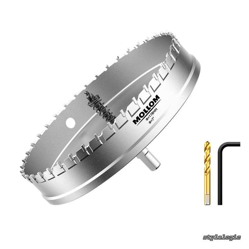 【送料無料】(7インチ | 178mm) 高耐久超硬ホールソー、パイロットドリルビット2個、ホールカッターはステンレス鋼、軟鋼、鉄、銅、真鍮、プラスチックをカットします｜StyleLogic 10,304円