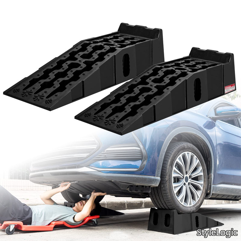 【送料無料】ハイリフト タイヤスロープ 7t高耐荷重 車 メンテナンス 整備用 ジャッキ補助 オイル交換 油圧ジャッキ代替 SUV/ジープ/バン/トラック対応可能 90.5*30.5*21.5｜StyleLogic