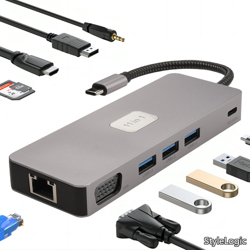 【貨物輸送無料】3画面最終生産物【1Gbps RJ45+4K HDMI+1080P VGA+DP投掛ける+3*USB 3.2 A+PD100W申し受ける+TF\u0026SD+3.5粍ヘッドフォンジャック】多役立つことを同時に当て嵌める。Macbook Air/Pro、Rog Ally