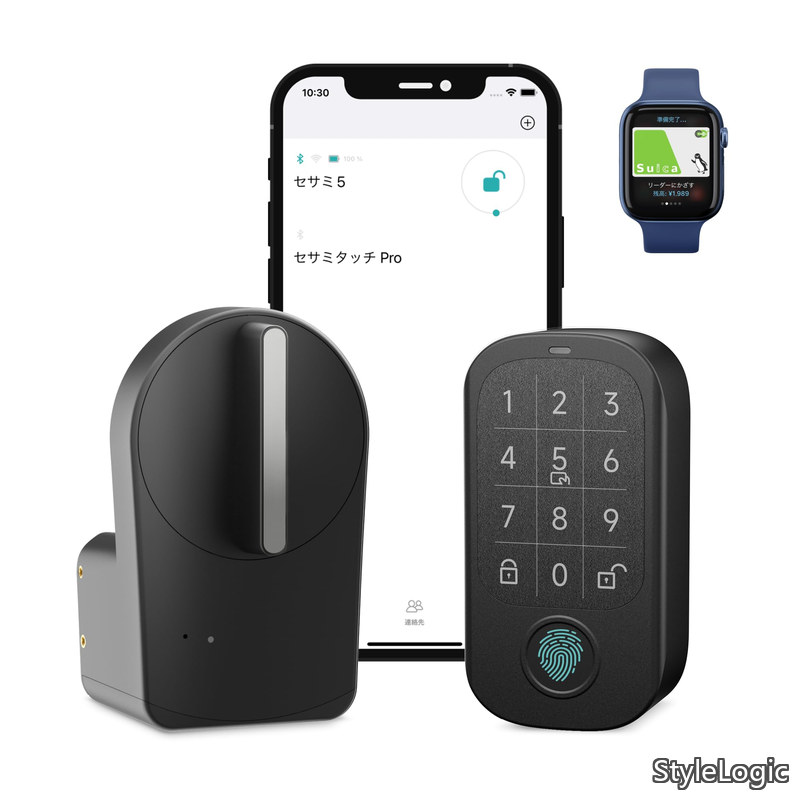 【送料無料】House) セサミ5+セサミタッチ2Pro スマートロック ブラック 後付け型 指紋認証 ICカードリーダー 暗証番号|StyleLogic