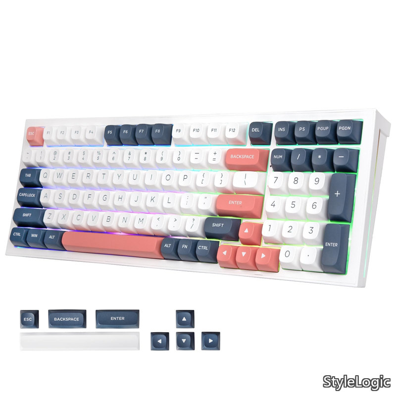 【送料無料】K723 ワイヤレス ゲーミングキーボード 96% テンキー付き 英語配列 銀軸 スピードリニア ホットスワップ ガスケット構造【BT/2.4G/USB有線】メカニカルキーボ｜StyleLogic