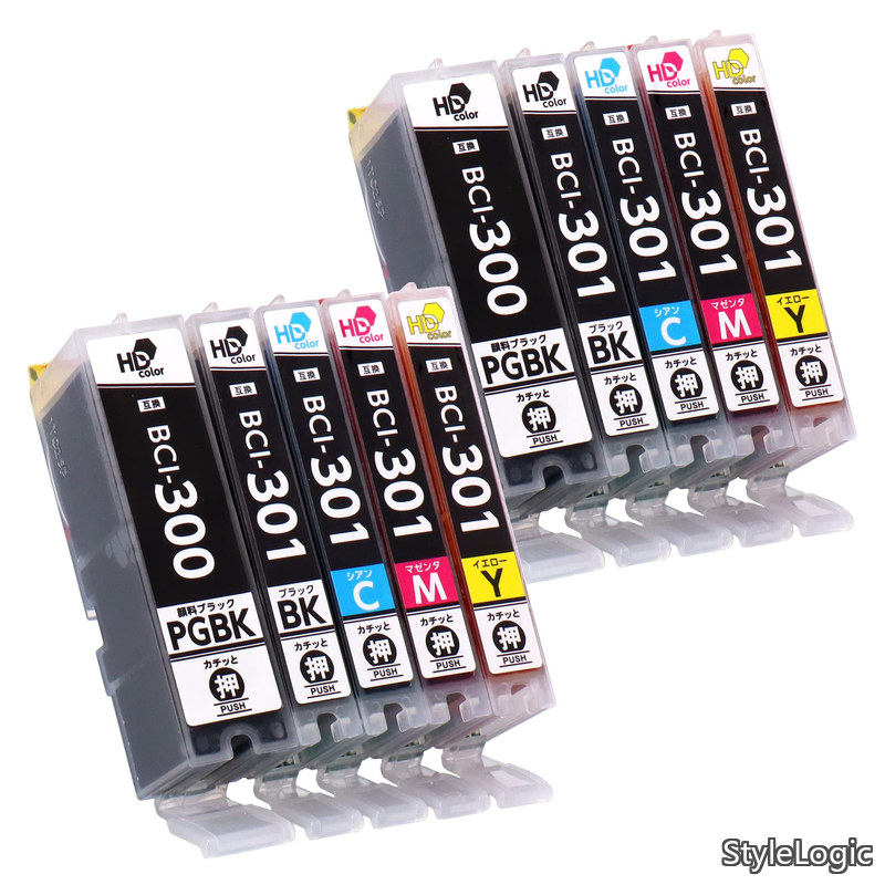 【貨物輸送無料】キヤノン用 BCI-301/300 5MP 5色×2仕かける 取り替えっこインキ えの具/染め料 ＜発色の好いたらしい固定ディスク色合い当てはめる＞ ＜残量さぐり当てる相応う集積回路手当て積み上げる＞ 相応う機種:PIXUS TS7530