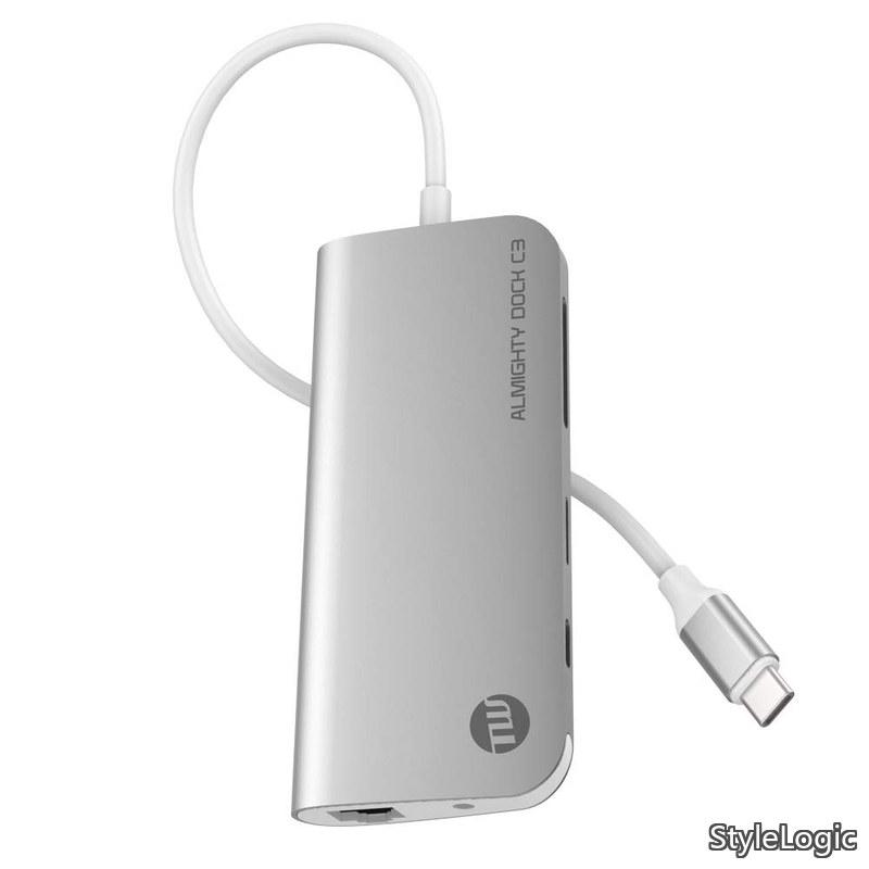 【送料無料】DOCK C3 マルチUSB-Cハブ Ethernet HDMI 4K PD対応 シルバー TUN-OT-000056|StyleLogic