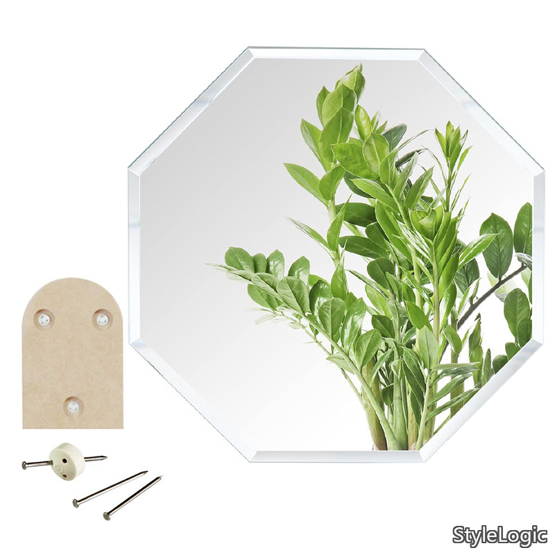 【貨物輸送無料】八角形 風水 35×35糎 [ 賃貸借契約 壁 貼れる鏡 青写真 鏡鑑 ]かがみのカタチ 八角茴香水晶