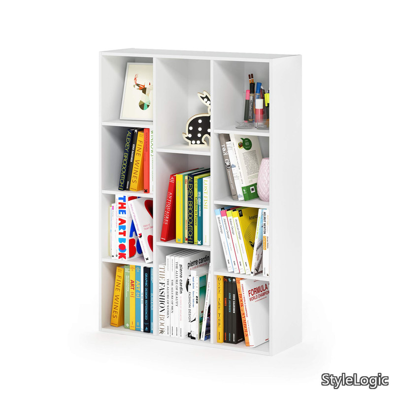 【貨物輸送無料】LUDER 書物棚 11正六面体 幅27.9×奥ふかさ23.9×高さ73.9糎 白いこと リビングお部屋・臥し所・介護ホーム執務室用