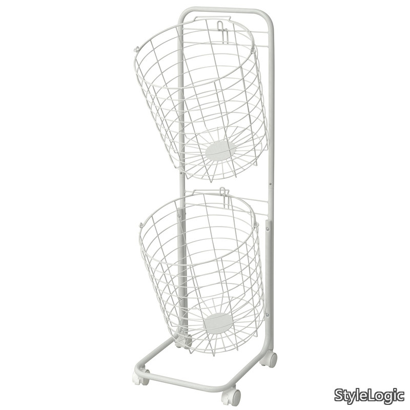 【貨物輸送無料】ランドリー手かご2段 白いこと RLB-2C(WH)