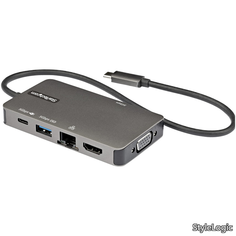 【貨物輸送無料】USB Type-Cマルチ取り替えっこアダプタ/USB-C - 4K30サイクル HDMI または 1080p VGA/100W Power Delivery通り手形スルー相応う/5Gbps USB界面 x3/ギガビット有線ローカルエリアネットワーク/USB-C マ