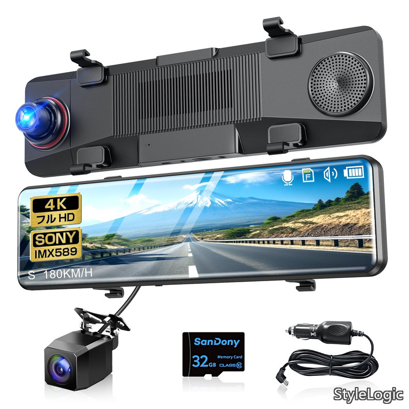 【貨物輸送無料】鏡鑑型【2026年編成替え青写真?4KHD画質?12in大画面】 運転リコーダー 前後写真機 WDR＆HDR ドラレコ 170度超気が大きい視角 盛りだくさん 固定ディスク解像力 ミラレコ タッチパ