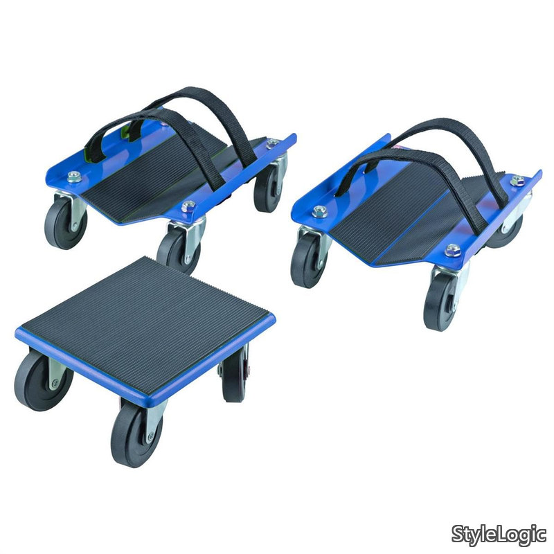 【貨物輸送無料】スノーモービル ドーリー ヘビーデューティ 1500 lbs (682 kg) 耐荷重 V字横すべり フルラバーパッド 2.5in スイベルキャスター