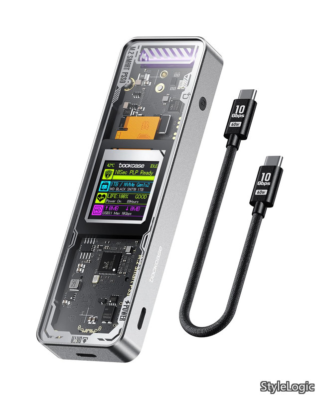 【貨物輸送無料】M.2 NVMe SSD 外後ばらい入れもの USB 3.2 Gen 2 Type-C (10 Gbps) 2230/2242/2260/2280大きさのNVMe PCIeに相応うする固定ディスク入れもの スケルトン腹積もり (Silver)