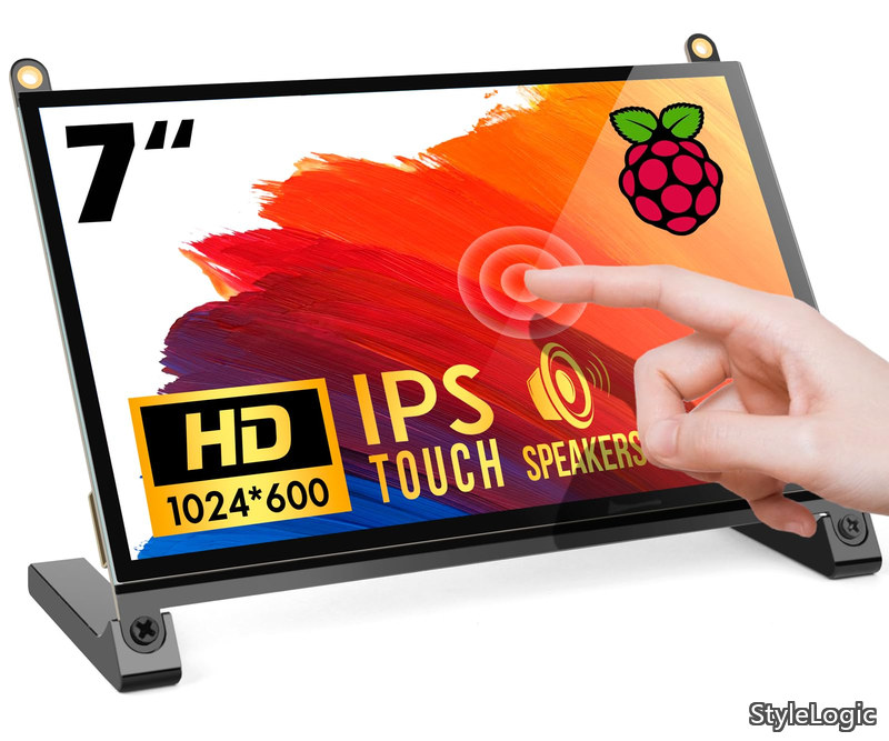 【送料無料】7インチ Raspberry Pi用タッチモニター IPS 1024X600 スピーカー内蔵 Raspberry Pi 4/3/2/1 Xbox PS4 Ubuntu Windows 7/8/10に適用|StyleLogic