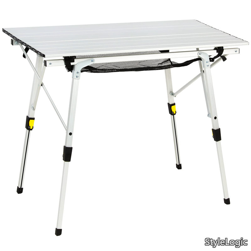 【貨物輸送無料】Ridge アウトドア一覧表 折りたたみ 高さ合わせる 耐荷重30kg 軽銀 ロールテーブル 納める袋付き添い人 パウダーコンパクト 難民キャンプ用 90L*53W*45-70Hcm 掛け目4.2kg