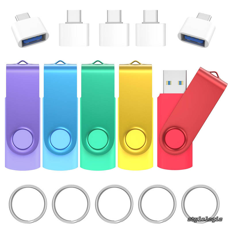【貨物輸送無料】32GB 5個仕かける Wooolken USB3.0 超高速道路 資料移らす 360度回転させる式腹積もり ?Type-C取り替えっこアダプターとーキーホルダー付き添い人 閃光電球運転(5色)