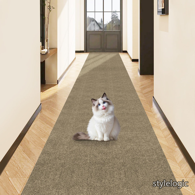 【送料無料】限定ブランド】Piiyoow 廊下敷き・階段マット 80*600cm 廊下敷き カーペット、防音 マット、洗える カーペット、滑り止め、無地シンプル、吸着しやすい、洗いやすい、固定ズレない、床保護、騒音低減、キッチン、玄関、廊下共通【モカ】|StyleLogic