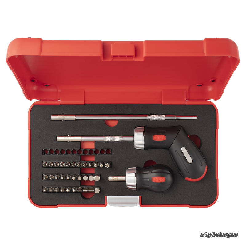 【送料無料】ラチェットドライバーセット RDS32 ビット差込 &6.35mm(1/4") レッド 内容37点｜StyleLogic