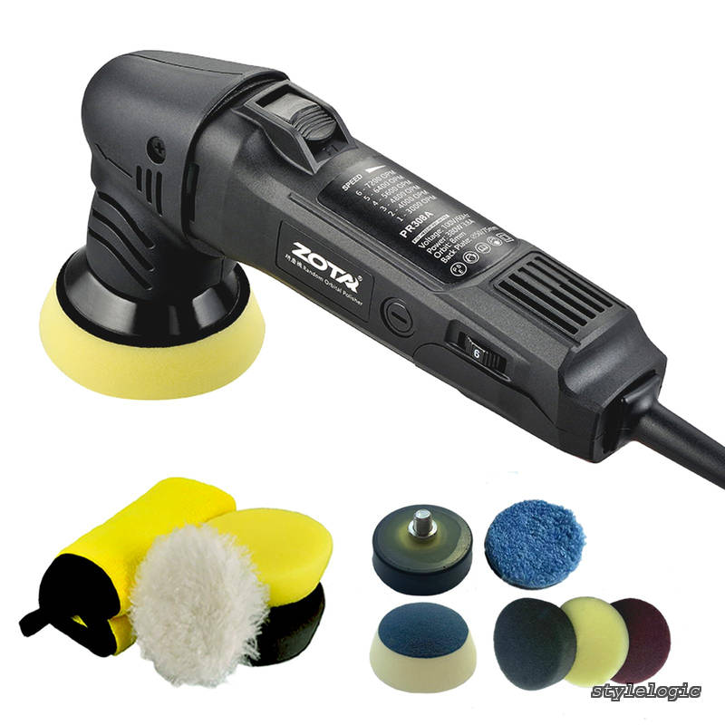【送料無料】ミニポリッシャー 50mm/75mmダブル裏板電動ポリッシャー 車，100V六段変速 3000-7200RPM 恒定回転速度ポリッシャー 小型，8mmポリッシャー ダブルアクション，車のディテールや狭いカーブ、ヘッドライトやAピラーの周りの傷に最適です，オートバイに適した小さな｜StyleLogic