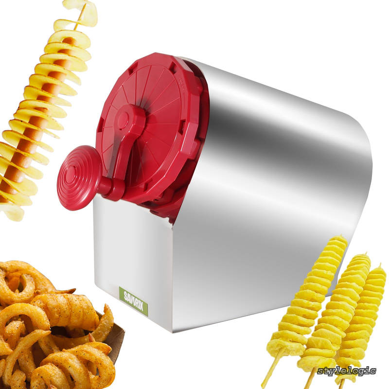 【送料無料】1台3役 ポテトスライサー 省力化 コンパクト お手入れ簡単 ステンレス鋼 業務用 家庭用 清掃ブラシ付き 日本語取り扱い説明書|StyleLogic