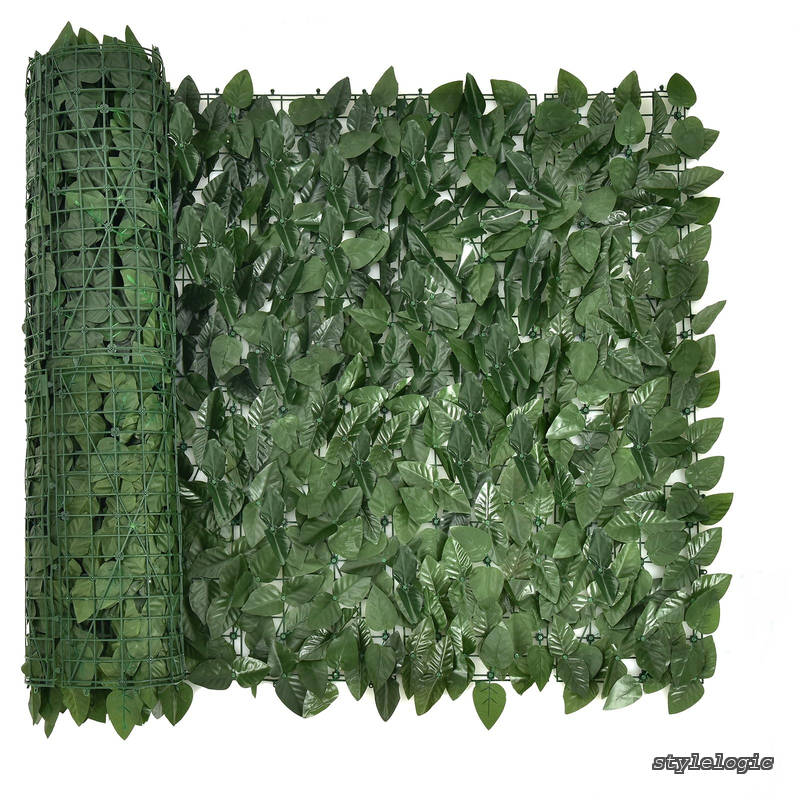 【送料無料】グリーンフェンス 100cm x 300cm ウォールグリーン 壁掛け リーフフェンス 目隠し フェイクグリーン 室内外兼用 設置簡単 自由に接続 UVカット 枯れない プライバシー保護 ガーデン 庭 結婚式 飾り(488 もものは)|StyleLogic