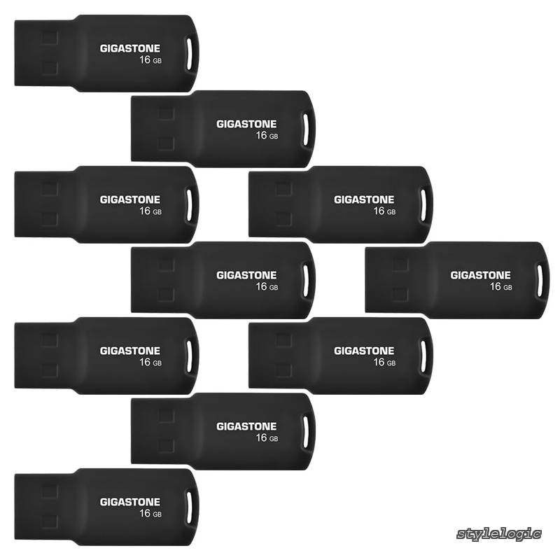 【送料無料】16GB 学生に優しい Flash USB メモリ (10個セット) V70 USB 2.0 高速転送 軽量 キーチェーン穴付き スライド式キャップレス データ保存 バックアップ PC/Mac/テレビ/車載対応 - ブラック｜StyleLogic