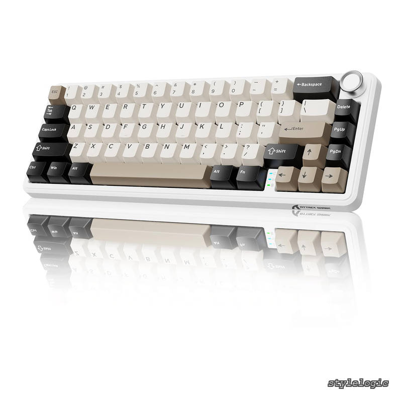 【送料無料】X66 ゲーミングキーボード 65%レイアウト ガスケット ホットスワップ対応 三つの接続モード 2.4Ghz無線/Bluetooth/USB-C有線 メカニカル 金属ボリュームノブ付き 南向きLED 3000mAhバッテリー RGBバックライト HIFI音 潤滑済みリニアスイッチ Win/Mac用 【技適認｜StyleLogic
