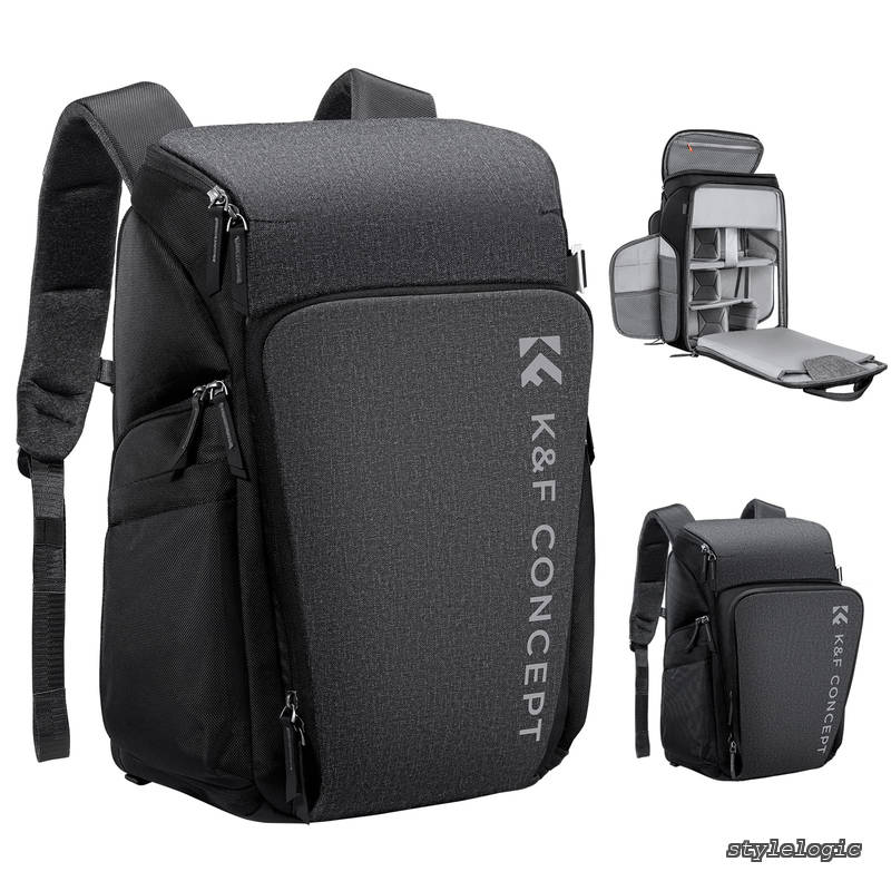 【貨物輸送無料】Concept 写真機御徒面子 カメラバックパック 写真機背嚢 25L 大静電容量 今めかしい 2気室 多役立つこと 男女兼用 一眼二眼レフうしろ側 静電容量押しひろげる可 一眼二眼レフ/16inマイコン/三脚架納める可 旅する/上り勾配/出張/アウトドア映画化うしろ側容器に並べる