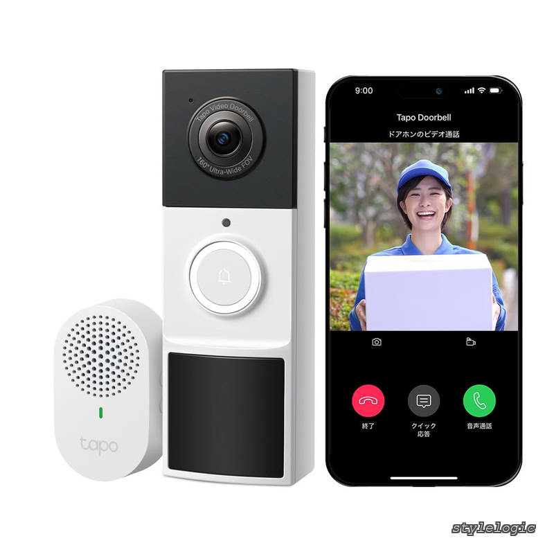 【送料無料】スマートドアホン スマホ ビデオドアベル 工事不要 インターホン カメラ付き 2K 3MP IP65耐候性 双方向通話 定型文で応対 ワイヤレス 人物検知 車両検知 ペット検知 スポットライト搭載 夜間でもフルカラー 160&deg;の広い視野角【外出先からスマホで玄関先を確認】｜StyleLogic