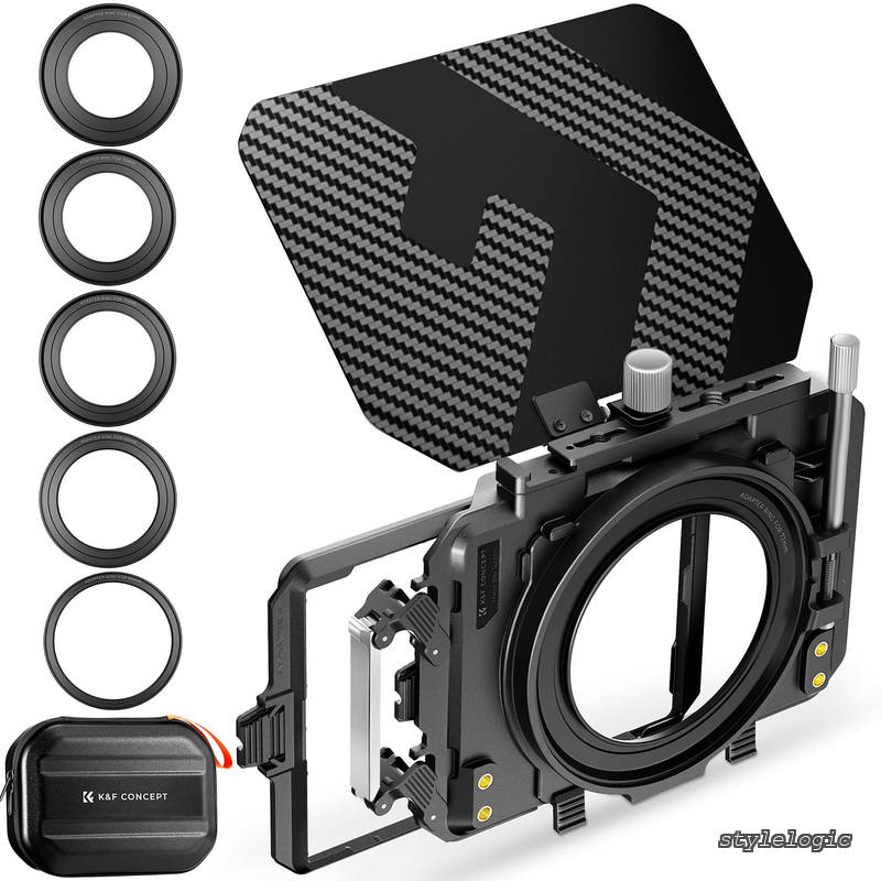 【送料無料】CONCEPT ミニマットボックス 4x5.65インチ Mini Matte Box カーボンファイバー製 67mm/72mm/77mm/82mm/95mmのアダプターリング付き 2枚の角型フィルター装着可能 収納ケース付属 （Nano-Xcel）｜StyleLogic