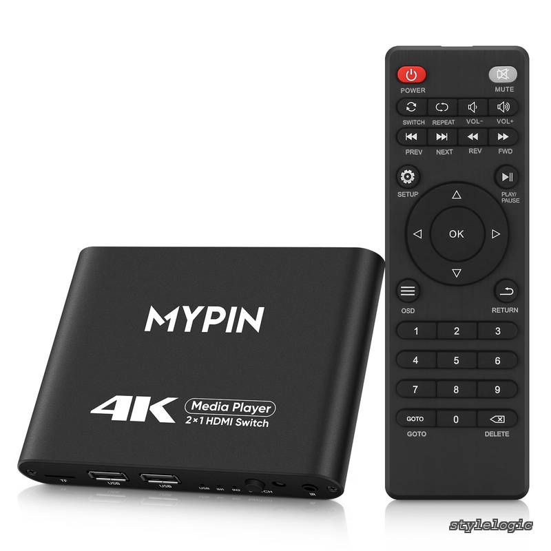 【送料無料】2イン1アウトHDMIスイッチ機能、2ポートHDMIスイッチャースプリッタ、リモートで自動切り替え、Medieプレーヤーは、画像、音楽、ビデオ再生をサポートしています MYPIN|StyleLogic