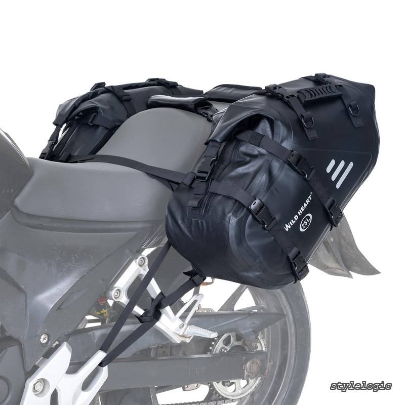 【貨物輸送無料】HEART (ワイルドハート) オートバイサドルバッグ 雨合羽 50L (25L*2) サイドサドルバッグ 自動自転車仕合わせ 冒険 表どおり 運動競技 ダート自動自転車に相応う (黒いこと1有りの実) WF-127B
