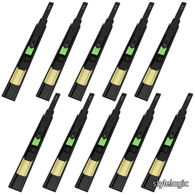 【送料無料】プッシュオープンスライド #F45 スライドレール 3段引 600mm 左右5セット|StyleLogic