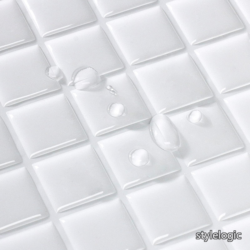 【送料無料】タイルシール 防水 耐熱 キッチン 洗面所 トイレ DIY 家具やアイテムの装飾 タイルシート 壁紙シール 3D リメイクシート (25x25cm 20枚 モザイク・ホワイト)｜StyleLogic