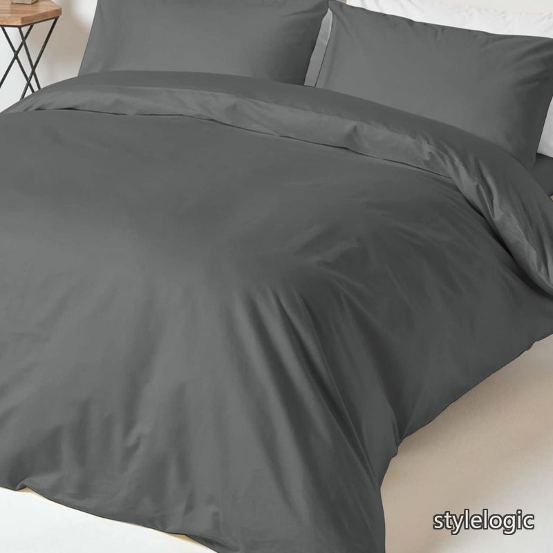 【送料無料】(ピズナ) 100%コットン製 高級セミダブル用 寝具セット3点組 - 天然綿400スレッドカウント ホテル品質 長繊維（ロングステープル）サテン織り、洗濯機対応 ベッドリネン - 内容: 掛け布団カバー1枚 (170cm&times;210cm)、ピローケース2枚 (43cm&times;63cm)｜StyleLogic