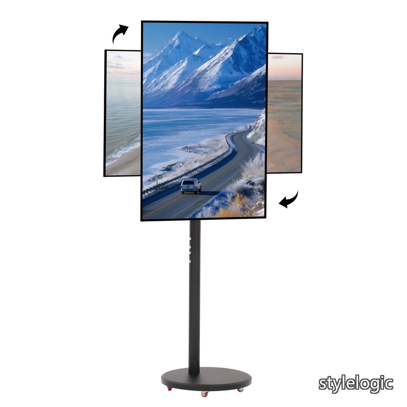 【送料無料】キャスター付き 壁寄せ tvスタンド ハイタイプ テレビ台 移動式 tv stand 首振り可能 省スペース 14-42インチ対応 耐荷重30kg VESA200X200mm 家用 会社用 業務用 ビジネス展示用 学校 病院 (D-ブラック)｜StyleLogic
