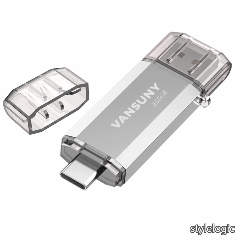【送料無料】USBメモリ Type-C 256GB 高速転送データ USBフラッシュドライブ 2in1 OTG USB 3.0 + USB Cメモリスティック デュアル タイプC 256ギガ 大容量 (銀)｜StyleLogic