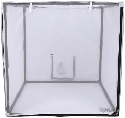 【送料無料】スプレーペイントブース テント 75x75x75cm 保護メッシュカーテン付き 白いオックスフォード布製 頑丈 組立簡単 収納便利｜StyleLogic