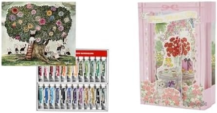 【送料無料】水彩絵具 24色セット 透明水彩 5ml 母の日ギフト お花好きに 金箔加工 立体カード付き｜StyleLogic