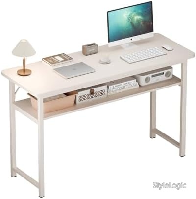 【送料無料】デスク 細長い 幅40cm スリム 省スペース 収納付き ネイルデスク 学習机 コンパクト カウンターテーブル 耐荷重50kg 組立簡単 シンプル おしゃれ｜StyleLogic