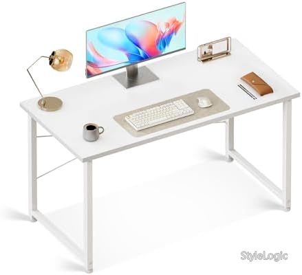 【送料無料】デスク 幅100cm PCデスク パソコンデスク 学習机 テレワーク おしゃれ 組立簡単 ホワイト シンプル 頑丈 耐荷重50kg｜StyleLogic