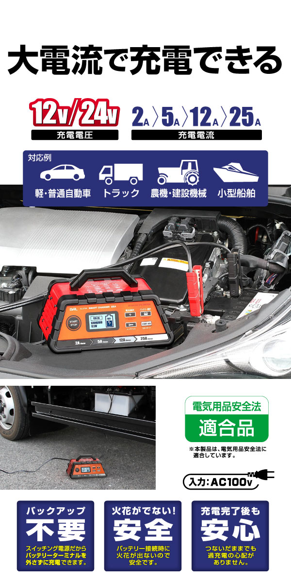 送料無料 在庫あり 大橋産業 Bal 12v 24vバッテリー充電器 Smart Charger 25a No 2708 軽自動車 トラック 農機 建設機械 小型船舶 あす楽15時まで 楽ギフ 包装 Mavipconstrutora Com Br