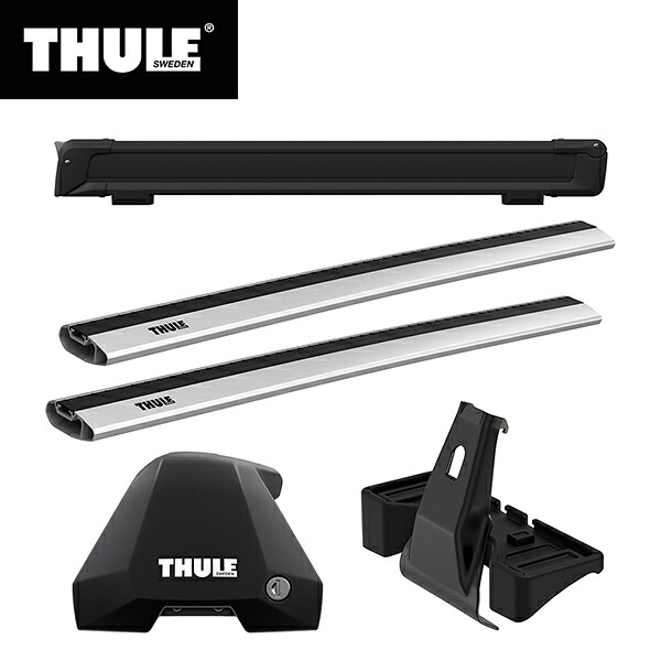 【送料無料】THULE（スーリー） プリウスα専用ベースキャリア（フット7205+ウイングバーエッジ 7215/7214+キット5129）+スキーキャリア スノーパック7326B ZVW40W/41W
