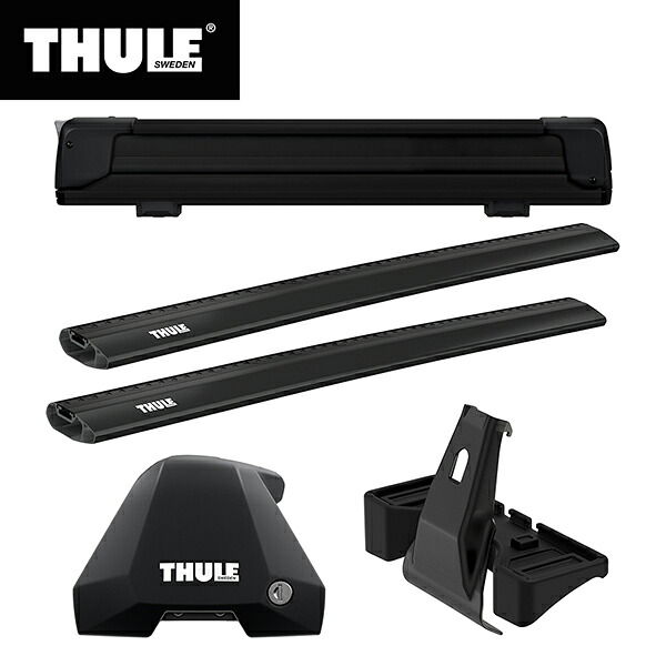 【送料無料】THULE（スーリー） アクセラスポーツ専用ベースキャリア（フット7205+ウイングバーエッジ 7215B&times;2本+キット5002）+スキーキャリア エクステンダー7325B BM#｜スタイルマーケット　店