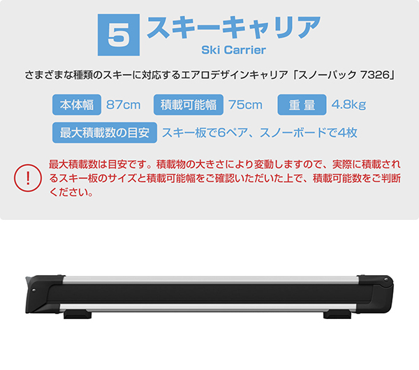 送料無料 沖縄除く ルーフレールなし スタイルマーケット スノーパック7326 ヴェゼル専用ベースキャリア フット75 ウイングバーエッジ キャリア用アタッチメント 店ベースキャリアにスノーボードキャリアを加えたお得なセット 7215b 7214b キット5175 スキー