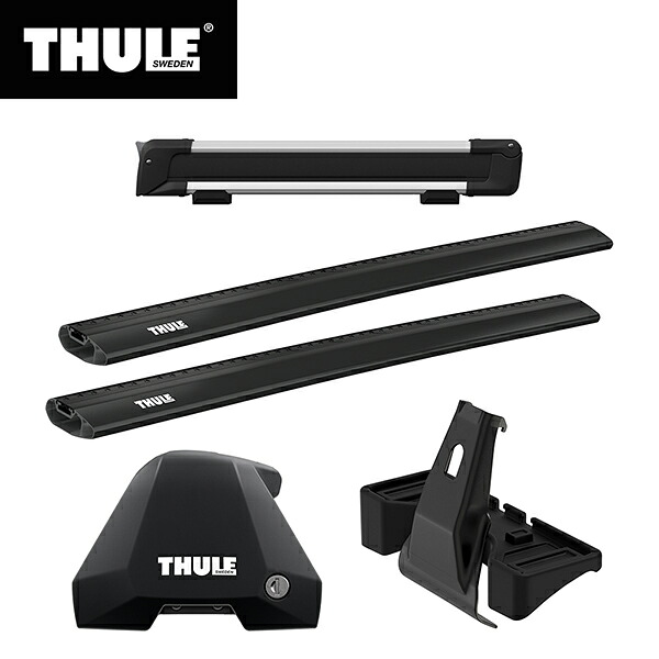 【送料無料】THULE（スーリー） アクセラスポーツ専用ベースキャリア（フット7205+ウイングバーエッジ 7215B&times;2本+キット5002）+スキーキャリア スノーパック7324 BM#｜スタイルマーケット　店