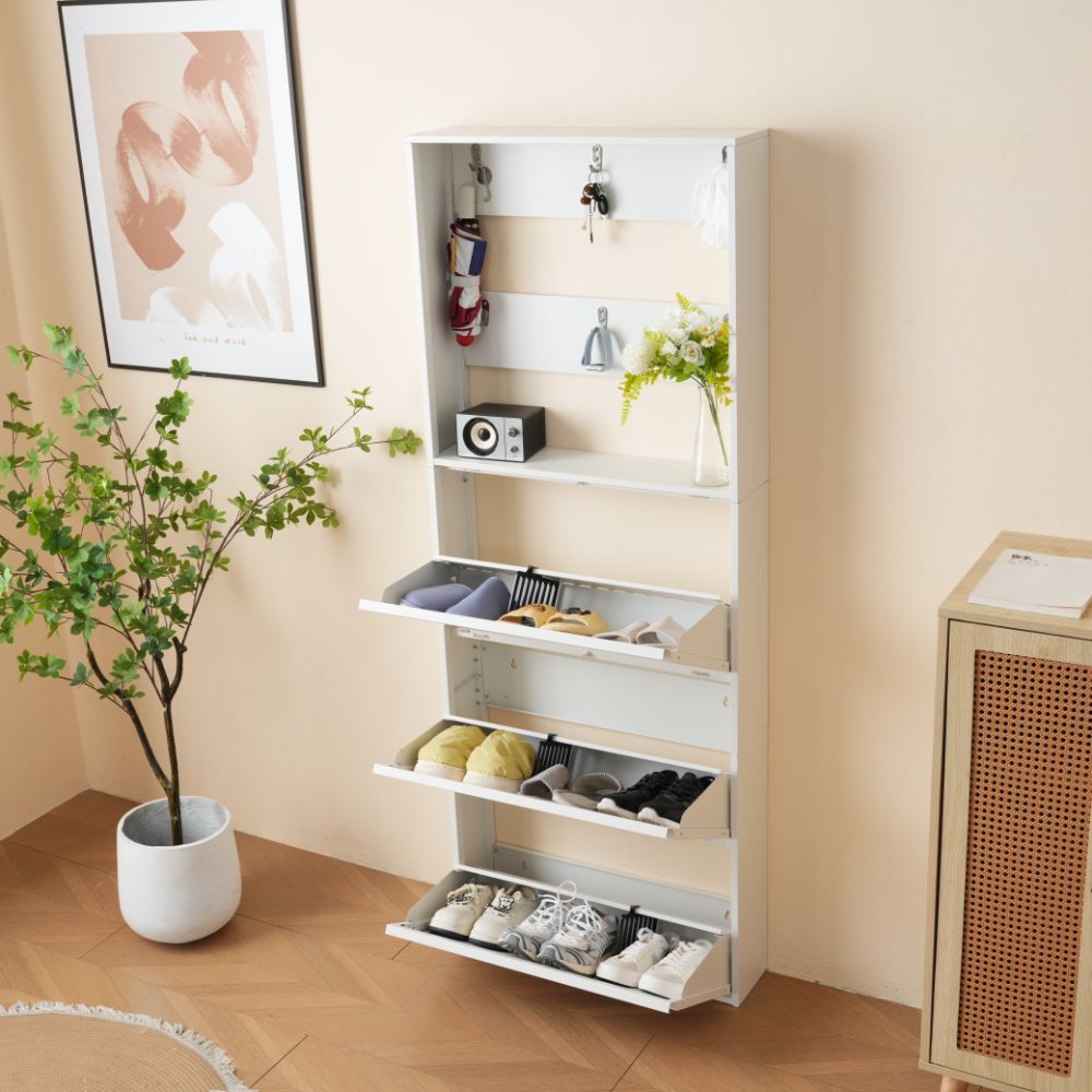 楽天市場】フラップシューズラック4段 SFF-455奥行14cm 玄関 収納 靴