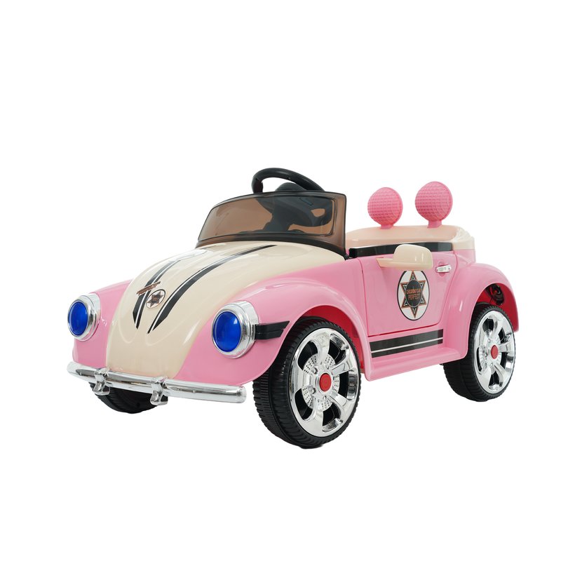 電動乗用カー ピンク 子供 ラジコンカー フォルクスワーゲン 正規ライセンス ドイツ オールドカー キッズカー 乗用おもちゃ リモコン付き 技適 PSE認証 音楽再生 USB LEDライト シートベルト付き 低速 高速切替 ヨーヨーモード プレゼント