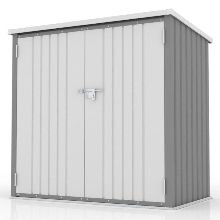屋外収納庫 グレー スチール製物置 1600L 大容量 大型 金属製 ストッカー 両開きドア 施錠可能 防水・防錆 亜鉛メッキ鋼板 屋根排水設計 ガーデン/庭/ベランダ用 底板なし 組立品 18,375円