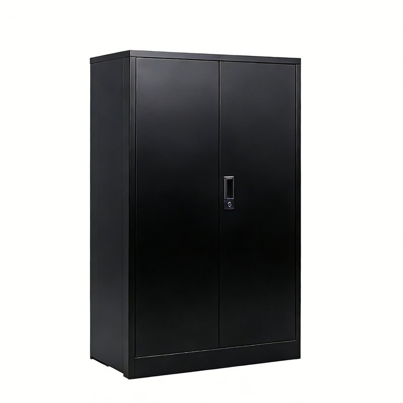 屋外用折りたたみ式収納ボックス ブラック ロッカー キャビネット 収納ボックス 大容量208L 可動棚付き 鍵付き 両開き 扉付き コンパクト 工具収納 書類収納 組立簡単