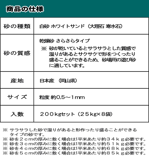 市場 砂場の砂 白砂 大量 白 砂場 ホワイトサンド 寒水石 屋外 砂場用 さらさら 砂遊び 大理石 約0.5-1mm 庭 砂 200kg