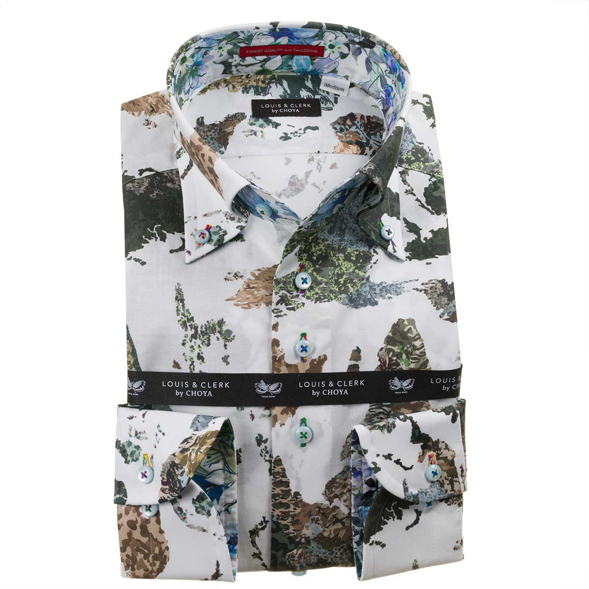 クーポン配布中 交換無料 楽天市場 ドレスシャツ ワイシャツ シャツ メンズ 国産 長袖 綿100 コンフォート ボタンダウン プリント 迷彩柄 風世界地図柄 ワールドマップ 1912 メンズシャツ専門店 Style Works 代引不可 トップス ワイシャツ Www